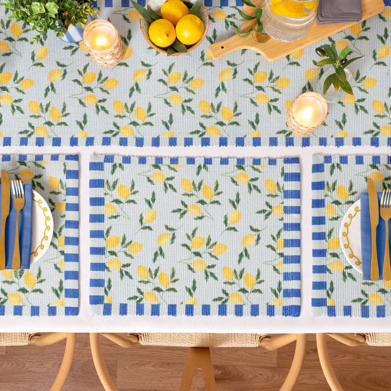 Floral Blue Accessories - Lemons Set of 4 Indoor/Outdoor Placemats Blue furn.