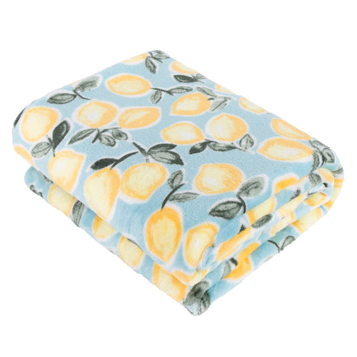 Not Applicable Blue Throws - Lemons Fleece Throw Blue Furn