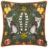 Animal Green Cushions - Lemurs Piped Cushion Cover Emerald Wylder