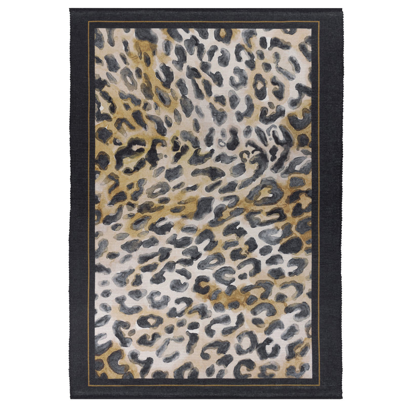 Animal Black Rugs - Leopardis Leopard Printed Indoor/Outdoor Outdoor Rug Black/Gold Paoletti