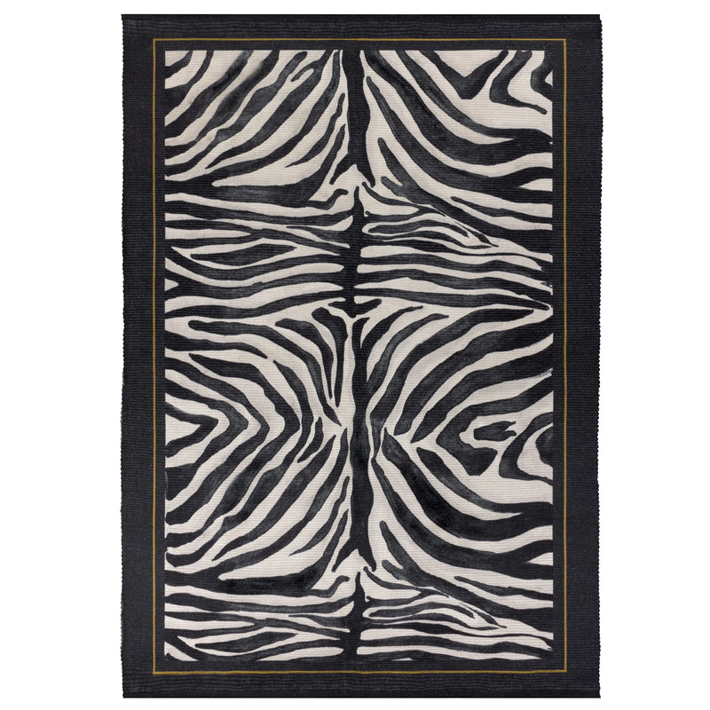 Animal Black Rugs - Leopardis Zebra Printed Indoor/Outdoor Outdoor Rug Multi Paoletti