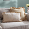 Floral Beige Cushions - Les Fleurs Embroidered Ruffle Cushion Cover Daisies furn.