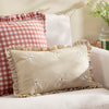 Floral Beige Cushions - Les Fleurs Embroidered Ruffle Cushion Cover Daisies furn.