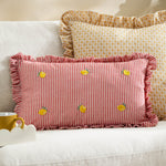 Striped Red Cushions - Les Fruites Embroidered Ruffle Cushion Cover Lemons furn.