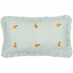 Striped Blue Cushions - Les Fruites Embroidered Ruffle Cushion Cover Orange furn.