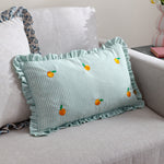 Striped Blue Cushions - Les Fruites Embroidered Ruffle Cushion Cover Orange furn.