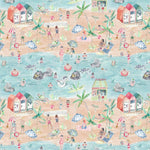 Voyage Maison Lets Go To The Beach Printed Cotton Fabric in Sand