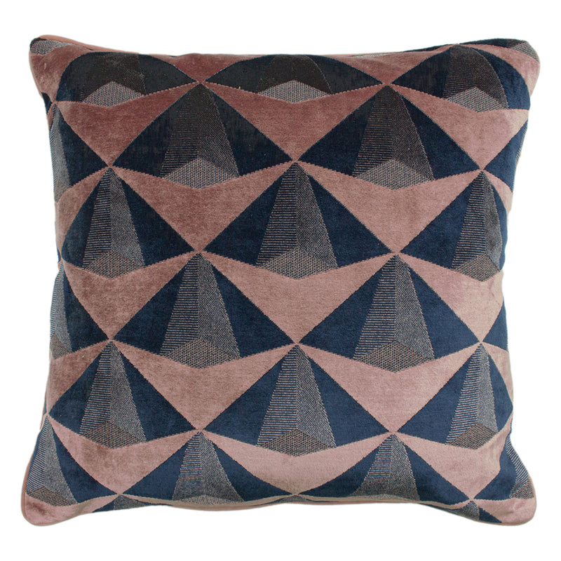 Paoletti Leveque Velvet Jacquard Cushion Cover in Blush/Navy