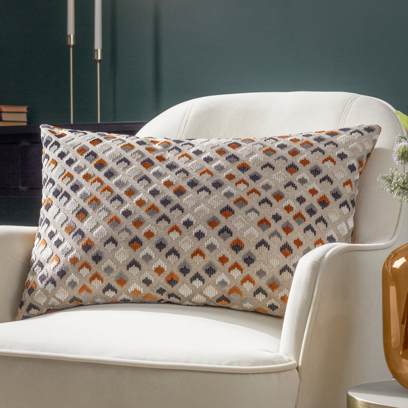 Paoletti Lexington Cushion Cover in Ginger/Grey