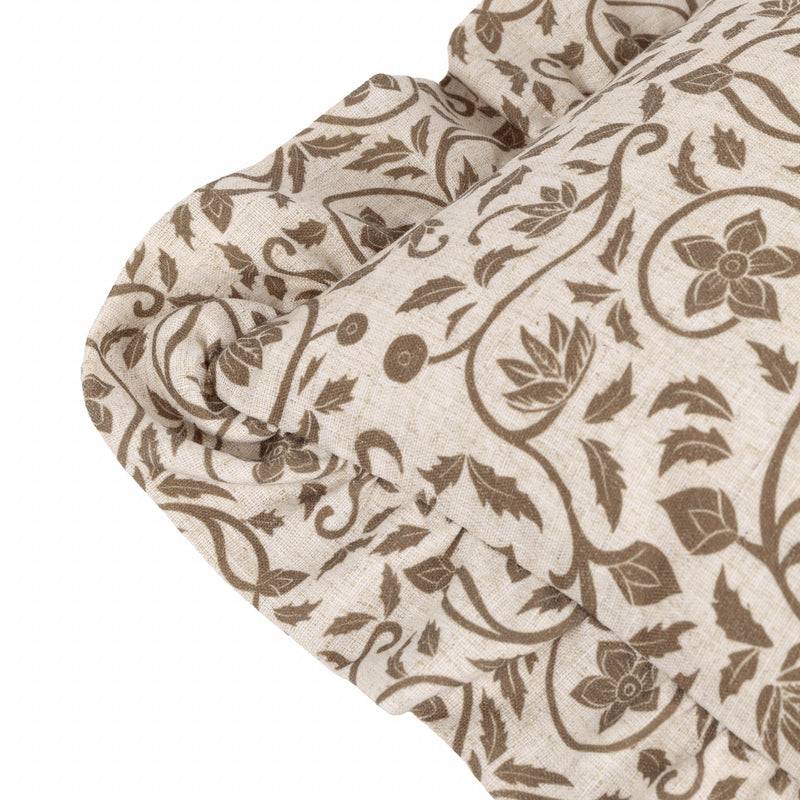 Floral Green Cushions - Linen Filigree Printed Ruffle Cushion Cover Linen/Olive Seventy Three