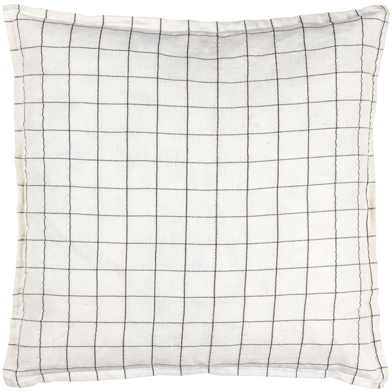 Yard Linen Grid Check Cushion Cover in Ecru