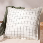 Yard Linen Grid Check Cushion Cover in Ecru