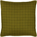 Yard Linen Grid Check Cushion Cover in Olive