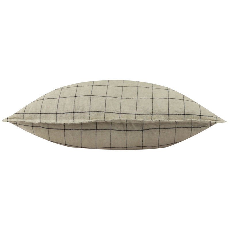 Yard Linen Grid Check Cushion Cover in Stone