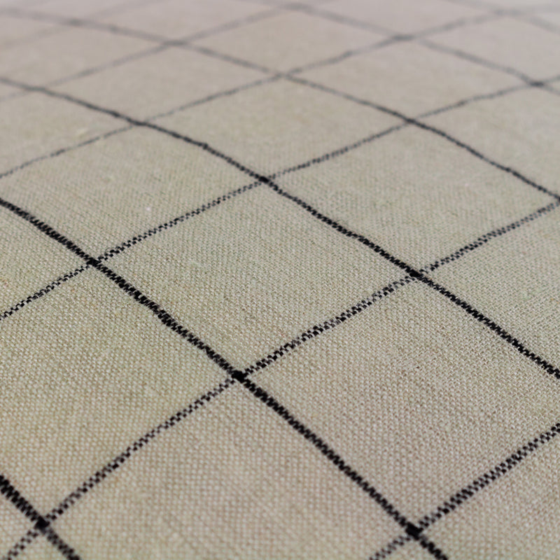 Yard Linen Grid Check Cushion Cover in Stone