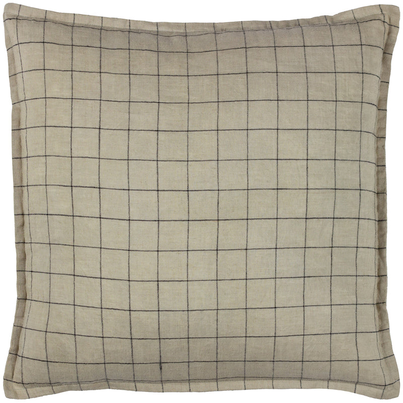 Yard Linen Grid Check Cushion Cover in Stone