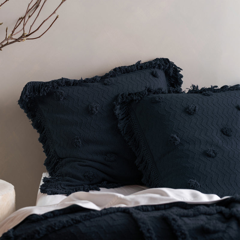 Linen House Adalyn Aztec Tufted Pillow Sham in Indigo