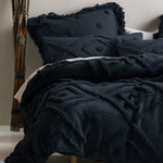 Linen House Adalyn Aztec Tufted 100% Cotton Duvet Cover Set in Indigo