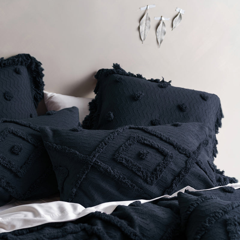 Linen House Adalyn Aztec Tufted Pillowcase in Indigo