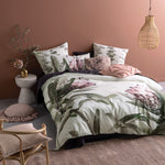 Linen House Alice Grandiflora 100% Cotton Duvet Cover Set in Ivory/Green