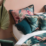 Linen House Fernanda Botanical 100% Cotton Duvet Cover Set in Teal/Leaf Green