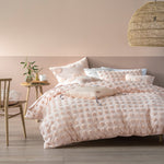 Linen House Haze Tufted 100% Cotton Duvet Cover Set in Peach