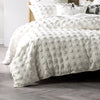 Linen House Haze Tufted 100% Cotton Duvet Cover Set in White