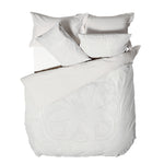 Linen House Manisha Medallion Tufted 100% Cotton Duvet Cover Set in White