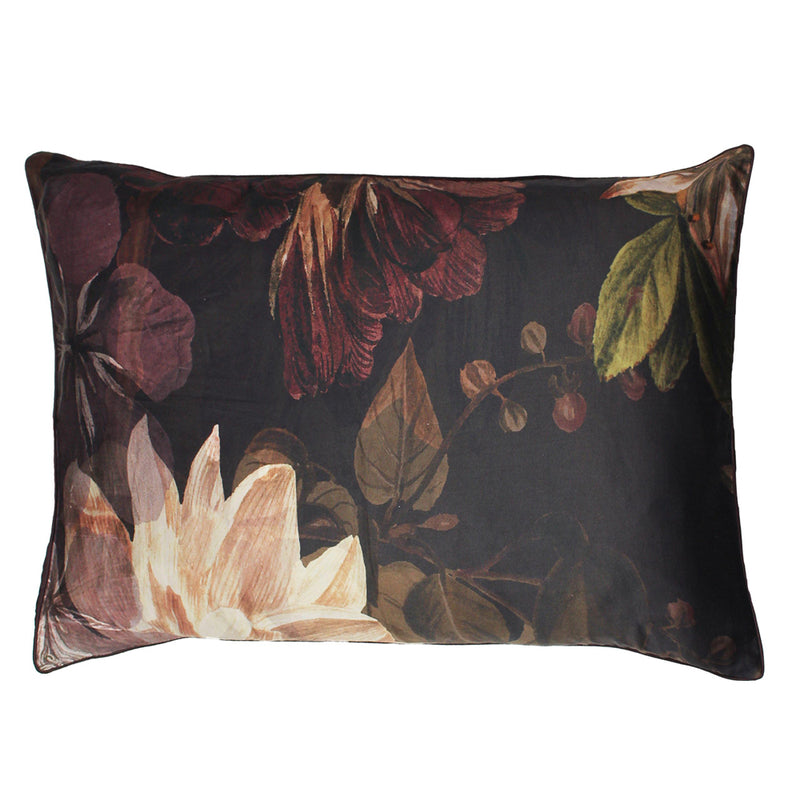 Linen House Neve Dark Floral Pillowcase in Plum