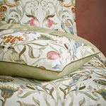 EW by Edinburgh Weavers Songbird Traditional Floral Piped Pillowcase Pair in Stone