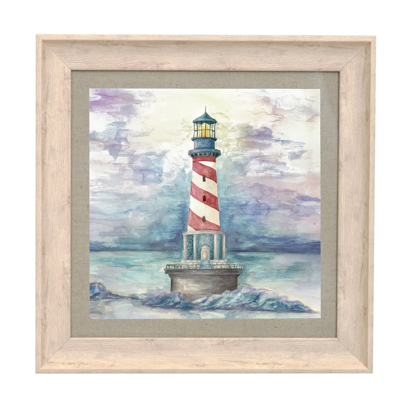 Voyage Maison Lighthouse Framed Print in Birch/Sunset