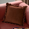 Plain Brown Cushions - Lil Scallop Velvet Cushion Cover Chestnut/Slipper Furn