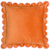 Plain Orange Cushions - Lil Scallop Velvet Feather Filled Cushion Orange/Pink Furn