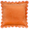 Plain Orange Cushions - Lil Scallop Velvet Feather Filled Cushion Orange/Pink Furn