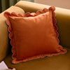 Plain Orange Cushions - Lil Scallop Velvet Cushion Cover Orange/Pink Furn