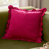 Plain Pink Cushions - Lil Scallop Velvet Cushion Cover Pink/Red Furn