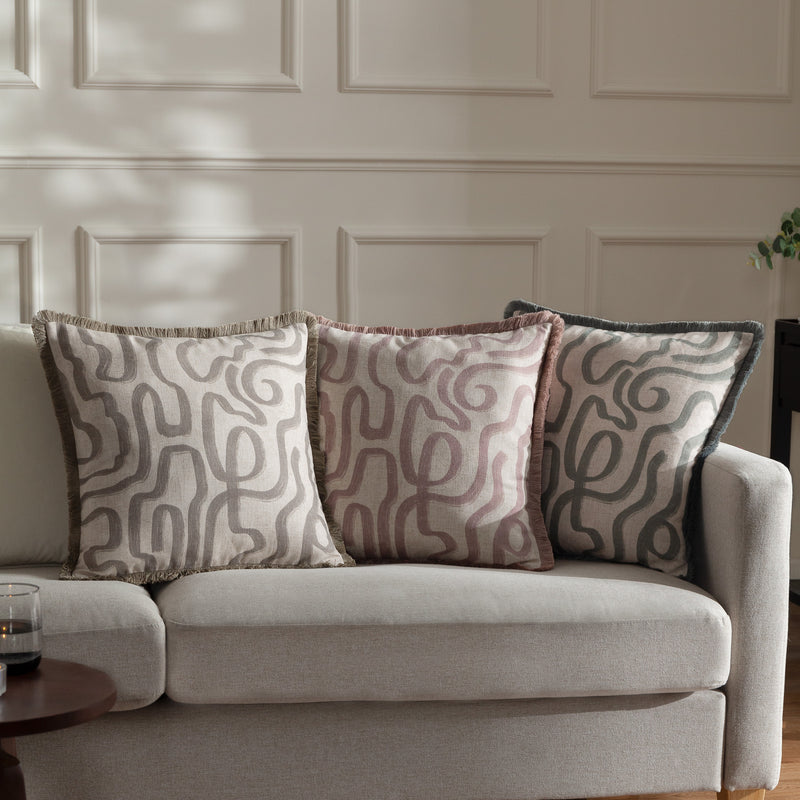 Abstract Cream Cushions - Lina Abstract Printed Cushion Cover Natural Hoem