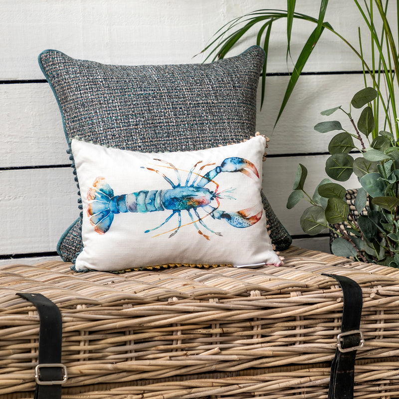 Voyage Maison Lobster Small Printed Cushion Cover in Cobalt