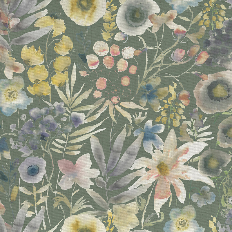 Lomondra Printed Fabric Sample Swatch Moss