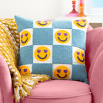 Check Blue Cushions - Love You More Embroidered Boucle Cushion Cover Sky Blue Heya Home