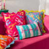 Striped Blue Cushions - Love Yourself Striped Velvet Cushion Cover Aqua/Pink furn.