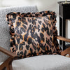 Animal Multi Cushions - Leopard Printed Velvet Ruffle Cushion Cover Multicolour furn.