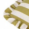 Striped Green Cushions - Linen Stripe Printed Ruffle Cushion Cover Linen/Olive furn.