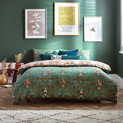 furn. Luna Wood Duvet Cover Set in Fern Green