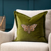 Animal Green Cushions - Luna Embroidered Cushion Cover Green Voyage Maison