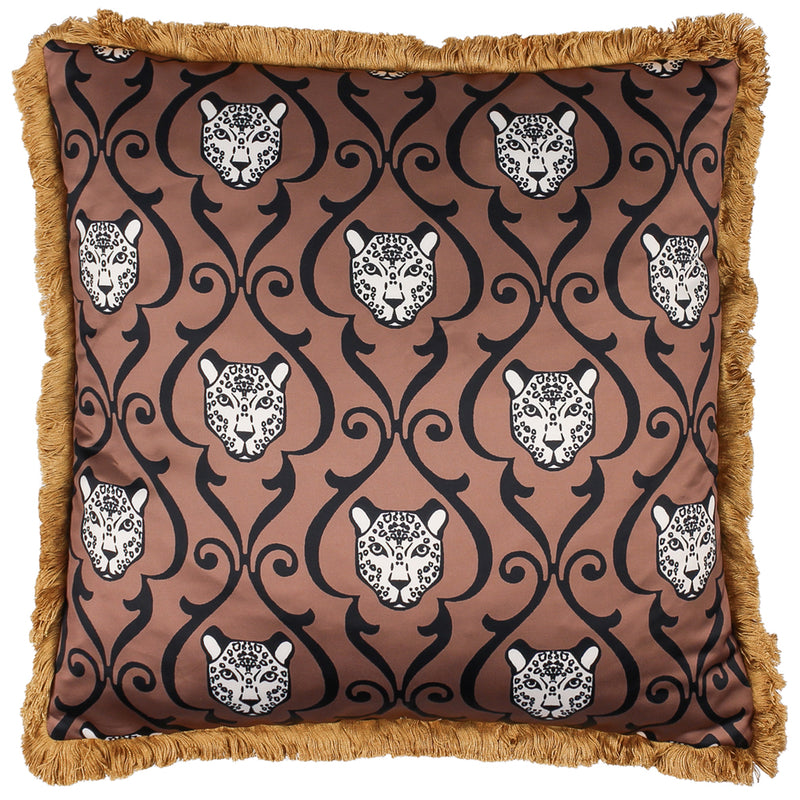 Lupita Fringed Cheetah Cushion Caramel/Gold