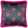 Paoletti Lupita Fringed Cheetah Cushion Cover in Emerald/Pink