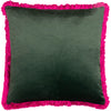 Paoletti Lupita Fringed Cheetah Cushion Cover in Emerald/Pink