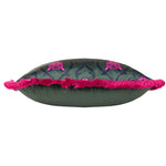 Paoletti Lupita Fringed Cheetah Cushion Cover in Emerald/Pink