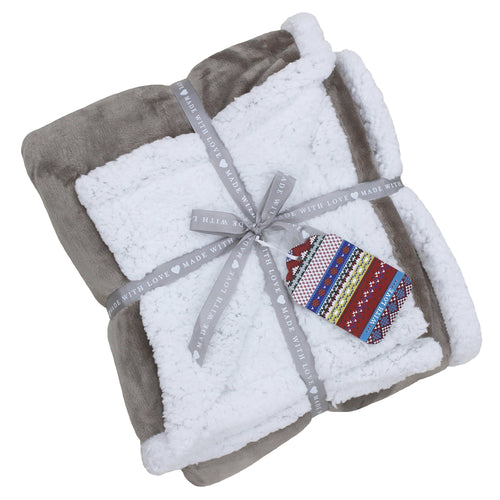 Essentials Lux Sherpa Fleece Throw in Mocha